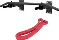 Produktbild: GORILLA SPORTS® Klimmzugstange - mit Fitnessband, Wandmontage, bis 350kg Belastbar, 101 x 51 x 20 cm, aus Stahl, Schwarz - Pull Up Bar Wand, Resistance Band, Dip Station, Krafttraining