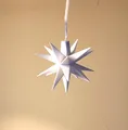Produktbild: LED-Sternchen 8cm weiss, mit Batteriefach, Art.Nr. 7742 ca. 1,5 Mtr. Kabel Timer