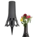 Produktbild: Grabvase Roseta mit Erdspieß anthrazit 1 L