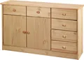 Produktbild: Möbilia Kommode | mit 2 Türen, 6 Schubladen | Kiefer-Holz | B 118 x T 35 x H 75 cm | 19020060 | natur lackiert | Serie KOMMODE