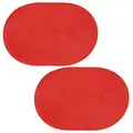 Produktbild: Platzset 2er Set Rot oval ca. 45x30 cm Platzdeckchen Tischset geflochtene Optik