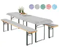 Produktbild: heimtexland ® Auflagen Set Bierzeltgarnitur 3-teilig Biertisch Tischdecke Bierbank Polster Bierbankauflage Typ331 Vichy Karo Grau für Tischmaß 50 x 110 cm