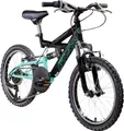 Produktbild: Galano FS180 Kinderfahrrad 18 Zoll ab 6 Jahre 115 - 130 cm Mountainbike Fully 6 Gänge schwarz/türkis