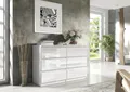 Produktbild: Kommode 120 cm Weiss mit Hochglanz-Fronten mit 6 Schubladen Sideboard
