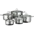 Produktbild: ELO Kochtopfset Rubin, Silber, Metall, 5-teilig, 16 cm,20 cm,16 cm, 1,6 L,3 L,7 L,2,5 L,1,2 L, zylindrisch, 52x28.5x29.5 cm, Messskala, rostfrei, breiter Schüttrand, hitzebeständig, leichte Reinigung, verkapselter Sandwichboden,backofengeeignet, Kochen, Töpfe, Topfsets