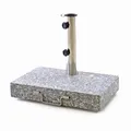 Produktbild: Sonnenschirmständer 25kg Granit poliert grau halb eckig Edelstahl 45,5 x 28cm