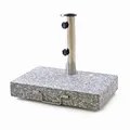 Produktbild: Sonnenschirmständer 25kg Granit poliert grau halb eckig Edelstahl 45,5 x 28cm
