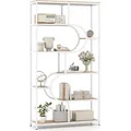 Produktbild: COSTWAY 5-stöckiges Bücherregal, Standregal mit Regalen, Display Regal mit Metallrahmen, Geometrisches Aufbewahrungsregal, Natur & Weiß - Naturbelassen/Weiß