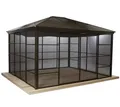 Produktbild: Pavillon Gartenpavillon Überdachung Alu inkl. Zubehör Sojag bronze 362x298x283cm