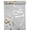 Produktbild: (1,79 €/m) Tischläufer Tischband 18. Geburtstag Vlies 30 cm x 5 m - weiß / gold