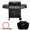 Produktbild: TAINO BASIC 4+1 Brenner Gasgrill Abdeckung Set Regler BBQ Grill Zubehör schwarz