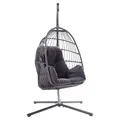 Produktbild: Hängesessel Loftsessel Hängestuhl mit Kissen Grau Dunkelgrau Stahl 110 x 198 cm