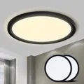 Produktbild: LQWELL® Deckenleuchte LED Deckenlampe, IP44 Wasserfest Badlampe Rund Flach 18W 3000K 1980LM Modern Schlicht Lampe Dünn für Wohnzimmer Badezimmer Schlafzimmer Küche Balkon Keller Büro, 220 * 24mm