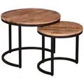 Produktbild: bene living Couchtisch, Braun, Natur, Schwarz, Holz, Metall, Echtholz,Mangoholz, Holz Optik, Rund,Rund, rund, 58x45x58 cm, Wohnzimmer, Wohnzimmertische, Couchtische