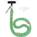 Produktbild: HoldMe Edition - Lanyard mit Karabiner Schwarz & 2 Pads - Universal Handykette Nylon Umhänge Band -  Grün Weiß - Grün