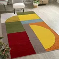 Produktbild: Mazovia Teppich Bunt - Moderner bunter Kurzflor-Teppich mit geometrischem Muster, weich & pflegeleicht, für Wohnzimmer, ÖKO-TEX Zertifiziert - Gelb Grün 180 x 250 cm