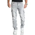Produktbild: REPUBLIX Straight-Jeans WESTON Herren Regular Fit Denim Cargo Jeans Hose grau W30/L30