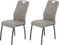Produktbild: 2er Set Esszimmerstuhl Elif - Mikrofaser grau - 140kg belastbar