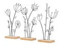 Produktbild: levandeo 3er Set Aufsteller Blume Metall MDF Schwarz Natur Draht Deko Tischdeko Frühling Figur Wohndeko