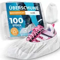 Produktbild: ISC Hygiene & Safety 100x Schuhüberzieher wasserdicht weiß von Überschuhe Verstärkt Extra Stark >9g - Rutschfeste Überzieher für Schuhe - Einheitsgröße, Überziehschuhe Einweg Mehrweg Galoschen