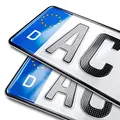 Produktbild: schildEVO 2 Carbon Kfz Kennzeichen | 420 x 110 mm | Kurze Autokennzeichen 42 cm | OFFIZIELL amtliche Nummernschilder | DIN-Zertifiziert – EU Wunschkennzeichen mit individueller Prägung