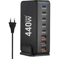 Produktbild: SCHNELLLADEGERÄT 440W 8-in-1 GaN III 5x USB C 3x QC 3.0 FÜR IPHONE LAPTOPS - Schwarz