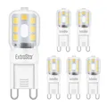 Produktbild: EXTRASTAR G9 LED Warmweiß 3000K, 2.5W LED Lampe, G9 LED Lampen 200 Lumen, 360 Grad Strahlwinkel, LED Leuchtmittel nicht Dimmbar, 6 Stück