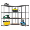 Produktbild: Juskys 3er Metall Regalsystem Easy, 1 Eckregal & 2 Schwerlastregale, 12 MDF Holz Böden, 960kg Grau