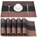 Produktbild: Belle Vous 30 x 45cm 6er Pack kupferfarbene & Schwarze Tischsets - rutschfeste PVC Platzsets abwaschbar - Strapazierfähige Tischsets - Leicht zu reinigen - Hitzebeständig und wasserdicht