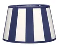 Produktbild: Brillibrum Design Lampenschirm gestreift Tischlampenschirm mit Streifenmuster für E14 Lampenfassung E27 Streifen Design Tischleuchte oval rund Stoff (Oval: 26x16x17cm, Blau - Creme)