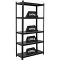 Produktbild: PROREGAL All Black Series Schwerlastregal Ragnar für Gesamtlast 500  kg HxBxT 180 x 90 x 40 cm Matt Schwarz Kellerregal Steckregal Garagenregal