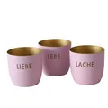 Produktbild: 3 x Windlicht Jilliena Eisen Höhe 7 cm hellrosa, Set, Lebe, Liebe, Lache