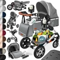 Produktbild: KESSER® Loops Kinderwagen 4 in 1 Kombikinderwagen Komplett-Set auch als Buggy für Kinder bis 4 Jahre inkl. Babywanne, Babyschale + Fußsack, Korb...