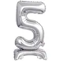 Produktbild: Stehballons * Gold + Silber * von Zahl 0 bis 9 als Deko für Geburtstag und Party | 38cm, für Luft | Zahlen Kindergeburtstag Partydeko Ballon Luftballon, Farbe: Silber, Größen Name: Zahl 5