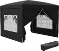 Produktbild: Outsunny Pavillon ca.3x3m, wasserabweisend Stabil Winterfest Pop-up Faltpavillon, UV Schutz 50+, Faltbar Partyzelt Gartenzelt mit 4 Seitenteilen Tasche Gartenpavillon für Camping Garten, Schwarz