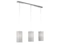 Produktbild: Fischer & Honsel Pendelleuchte Thor, 3-flammig, Hängelampe 3xE27-Fassung max. 40 Watt, Pendellampe mit Stoff-Lampenschirm & Dekor, Chromfarben & Grau, 110x16x150cm