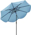Produktbild: COSTWAY Sonnenschirm 270cm, Gartenschirm mit 8 Rippen, Kurbel und Volant, beidseitig um 25° knickbar, Terrassenschirm, Marktschirm Marineblau
