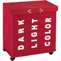 Produktbild: Wenko Wäschekorb Trivo Rot, mit Deckel und Rollen, aus Polyester, 56 x 60 x 35 cm, 116 Liter