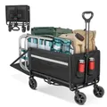 Produktbild: HOMECALL Bollerwagen Handwagen Klappbar, mit Aufbewahrungstaschen und Reflektorstreifen, bis 150KG, 120L+