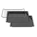 Produktbild: ICQN Backblech Doppel-Set & Gitter 455 × 375 × 30 mm, Kompatibel mit Bosch, Siemens, Constructa & Neff, Emaillierte Backbleche & Verchromtes Gitter für Backofen & Herd