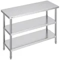Produktbild: VEVOR Lebensmittel-Zubereitungstisch aus Edelstahl, Gewerblicher Küchenarbeitstisch, mit 2 verstellbaren Unterregalen, 457 x 1219 x 864 mm Zuberei...