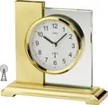 Produktbild: AMS 5141 Tischuhr Funk golden eckig modern messing farben mit Glas Funktischuhr