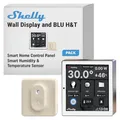 Produktbild: Shelly Wall Display Weiß + Blu H&T Elfenbein (Bundle), WLAN-Smart-Home-Bedienfeld, Thermostat, Integriertes 5A-Relais, Neutralleiter Erforderlich, Umweltdaten, Steuerzentrale, Alexa & Google Home