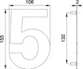 Produktbild: EDI 2505/0000/00 Hausnummer Ziffer 5 Edelstahl matt 155 mm Breite 106 mm