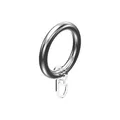 Produktbild: Interdeco Gardinenstangen Ringe mit Faltenhaken/Gardinenringe in Chrom-farbig/Kunststoff für 28 mm Ø (10 Stück)