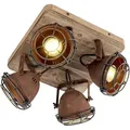 Produktbild: Qazqa - Industriestrahler rostbraun mit Holz kippbar 4-Licht - Gina