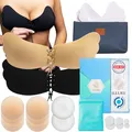 Produktbild: ILLURE® Nippelpads + Klebe BH Set | Damen Nipple Cover [4 Paar] und Selbstklebender Push-Up Klebe BH [B-Cup] | unsichtbar, wiederverwendbar & waschbar |rückenfrei & trägerlos | inkl. Make-Up Tasche