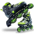 Produktbild: Apollo Inlineskates Champion Verstellbare Inlineskates für Kinder und Erwachsene, Größe 31-42, mit LED Rollen grün L (39-42)