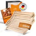 Produktbild: ALPENHAUCH Sauna Kopfstütze Holz [2 Stück] - Ergonomische Saunakopfstütze Holz - Edles Sauna Zubehör Infrarotkabine - Komfortable & breite Kopfstütze Sauna Holz für Sauna inkl. Sauna Büchlein
