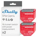 Produktbild: Shelly 1PM Gen4 - WLAN Smart Relais Schalter, Strommessung, Stromzähler, 1 Kanal, 16A, Lichtschalter, Heizung, Smart Home, Zeitschaltuhr, Alexa & Google, Matter, Kein Hub Erforderlich (2 Stück)